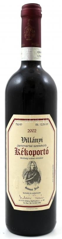 2002 Molnár Tamás Villányi Kékoportó Jammertal szelekció, bontatlan palack száraz vörösbor, szakszerűen tárolt, 12.5%, 0.75l