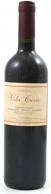 2001 Vida Szekszárdi Vida Cuvée Cabernet Franc - Kékfrankos - Merlot - Kadarka, bontatlan palack száraz vörösbor, szakszerűen tárolt, 12.5%, 0.75l