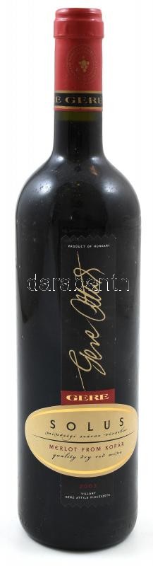 2003 Gere Attila Villányi Solus Merlot, Merlot from Kopár, Nr. 1574, bontatlan palack száraz vörösbor, szakszerűen tárolt, 14.5%, 0.75l