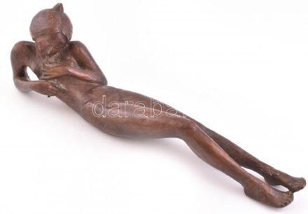Jelzés nélkül: Akt, bronzírozott gipsz, sérülésekkel, h: 48 cm