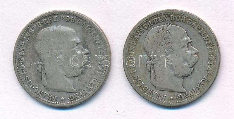Ausztria 1893-1896. 1K Ag 'Ferenc József' (2xklf) T:3 patina Austria 1893-1896. 1 Corona Ag 'Franz Joseph' (2xdiff) C:F patina Krause KM#2804