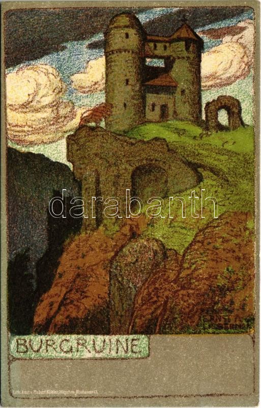 Burgruine. Lith. Anst. v. Hubert Köhler litho s: Ernst Liebermann