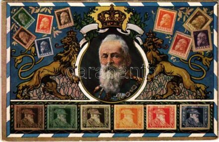 1912 Briefmarken Bayerns, Verlag Ottmar Zieher No. 150. / Luitpold, Prince Regent of Bavaria, set of Bavarian stamps (EK)