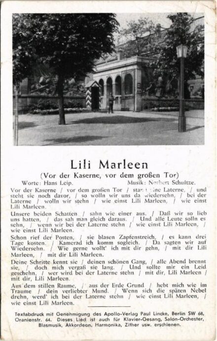 1942 Lili Marleen (Vor der Kaserne, vor dem großen Tor) / WWII German military song (EB)