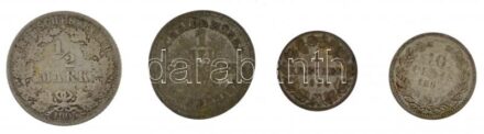 4db vegyes, külföldi ezüst érmetétel, közte Német Államok / Bajorország 1854. 1k Ag 'I. Lajos / II. Miksa' T:2-,3 patina 4pcs of mixed foreign silver coin lot, in it German States / Bavaria 1854. 1 Kreuzer Ag 'Ludwig I / Maximilian II'
