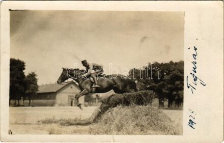 1928 Pápa, Magyar katona lóval / Hungarian soldier with horse. photo (EM)
