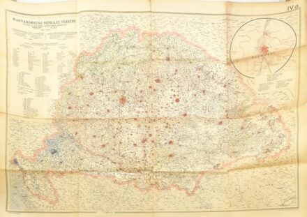 Magyarország néprajzi térképe. Az 1910. évi népszámlálás alapján szerkesztették Dörre Jenő és Lux Ernő. felül Budapest részletes néprajzi térképével. Budapest, [1919]. Klösz György ny. Mérték: 1:900 000. 116x83 cm