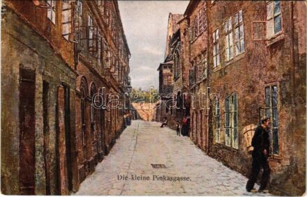 Praha, Prag, Prague; Die kleine Pinkagasse. Das ehemalige Prager Ghetto / street view. The Former Prague Ghetto. Judaica s: J. Minarík