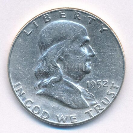 Amerikai Egyesült Államok 1952. 1/2$ Ag 'Franklin' T:2- karc USA 1952. 1/2 Dollar Ag 'Franklin' C:VF scratch Krause KM#199