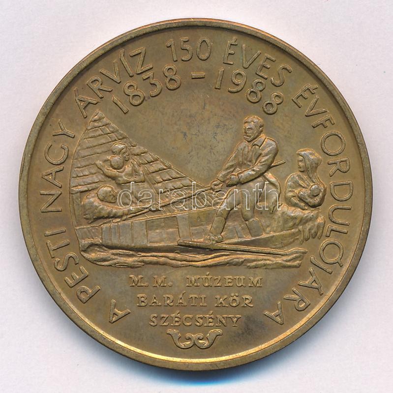 Bognár György (1944-) 1988. 'Br. Wesselényi Miklós az Árvízi Hajós / A Pesti Nagy Árvíz 150 éves évfordulójára - M.M. Múzeum Baráti Kör Szécsény' bronz emlékérem (42,5mm) T:1- - Image 2