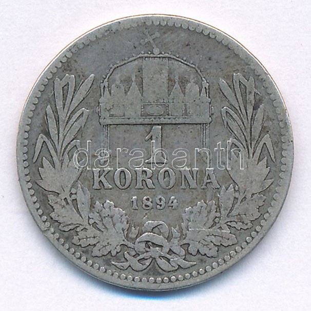 1894KB 1K Ag 'Ferenc József' T:2-,3 patina Adamo K5 - Image 2