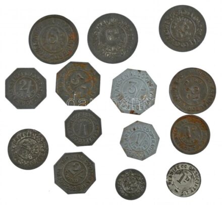 Nagy-Britannia ~1900-1950. 1/2Sh-6Sh Fe 'Royal Arsenal Cooperative Society' szövetkezeti bárca (14db, 9xklf) T:2-3 United Kingdom ~1900-1950. 1/2 Shilling - 6 Shillings Fe 'Royal Arsenal Cooperative Society' token (14pcs, 9xdiff) C:XF-F