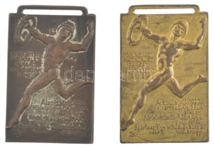 ~1920. 'M. Kir. Bpesti Kat. Körlet Parság sportverseny érme - Alapíttatott: 1920. - Körletparnok: Dáni Béla altbngy. - Körlet vk.főnök: Rzehák J. vkt. ezrds. - Sportosztályvezető: Wróblevszky E. vkt. őrngy.' aranyozott bronz és