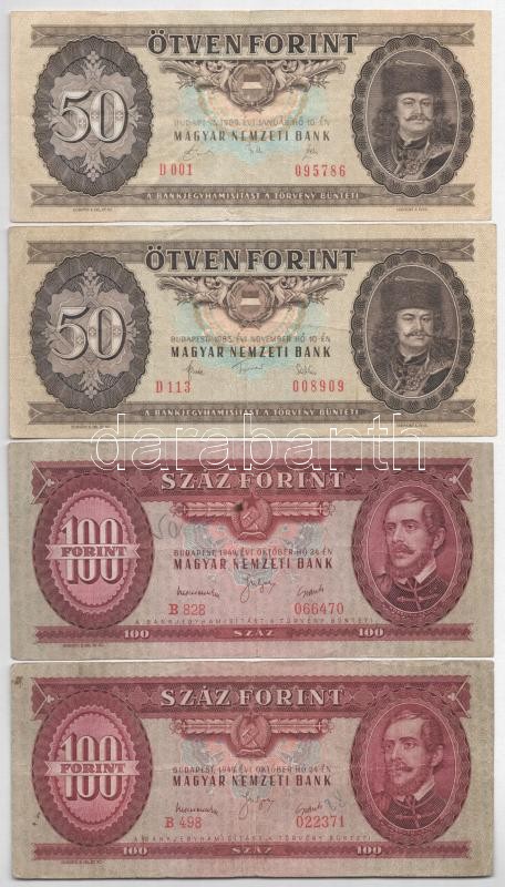 1962-1980. 20Ft (5xklf) + 1983-1989. 50Ft (2xklf) + 1949. 100Ft (2x) T:III,III- közte folt, ceruzás firka, kis szakadás - Image 3