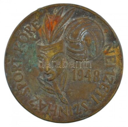 1948. 'Nemzeti Színház Sport Köre 1948' fém emlékérem (58mm) T:2-