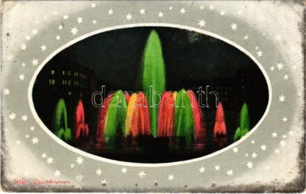 1912 Wien, Vienna, Bécs; Leuchtbrunnen / fountain illuminated at night (fl)