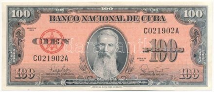 Kuba 1959. 100P 'C 021902 A' Szign.:Felipe Pazos Roque & Rufo López Fresquet T:II Cuba 1959. 100 Pesos 'C 021902 A' Sign.:Felipe Pazos Roque & Rufo López Fresquet C:XF Krause P#93