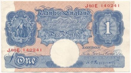 Nagy-Britannia / Anglia DN (1940-1948) 1P 'J 80 E 4024' Vészhelyzeti Háborús kiadás T:III szép papír Great Britain / England ND (1940-1948) 1 Pound 'J 80 E 4024' Emergency Wartime issue C:F fine paper Krause P#367