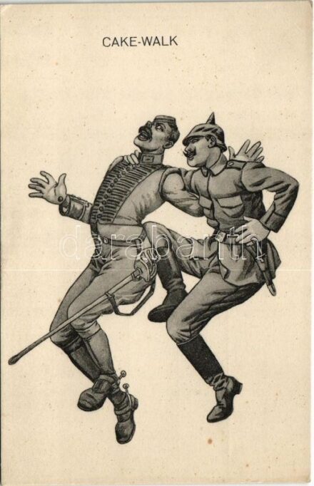 Cake-Walk / Első világháborús antant hatalmak ellenes gúnyos propaganda / WWI German anti-Entente Powers military mocking propaganda. Bauer & Tarnai VI. Series Nr. 17. II.