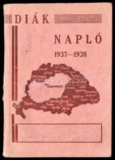 1938 Diák napló irredenta borítóval beírásokkal