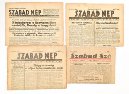 1945 Szabad Nép 3 db száma + a Szabad Szó 1 db száma