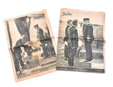 1941, 1943 A Képes Vasárnap 2 db száma, címlapon Horthy Miklóssal, hajtott, szakadásokkal