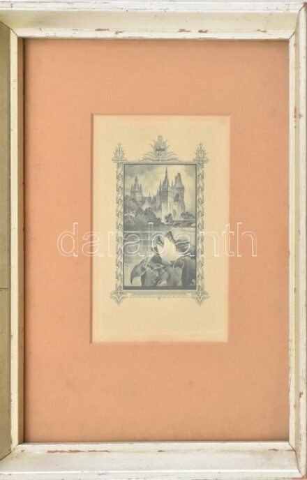 Jelzés nélkül: Vajdahunyad vára, rézkarc, papír, üvegezett keretben, 12×8 cm