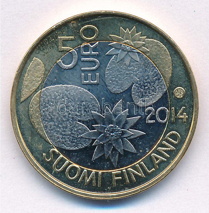 Finnország 2014. 5E 'Északi Természet Sorozat / Vadon' forgalomba nem került emlékkiadás T:1- ujjlenyomat, kis patina Finland 2014. 5 Euro 'Nordic Nature Series / Wilderness' non-circulating commemorative coin C:AU fingerprints, small