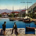 1914 Kotor, Cattaro; Obala / Landungsplatz / coast, port + 'K.U.K. KRIEGSMARINE SMS RADETZKY'