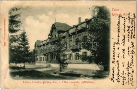 1900 Tátralomnic, Tatranská Lomnica (Magas-Tátra, Vysoké Tatry); Bethlen-ház / Bethlenhaus (fa)