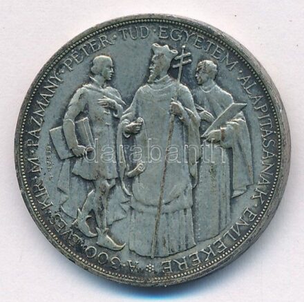 1935. 2P Ag 'Pázmány' T:2 patina Adamo P7.1