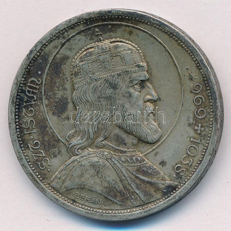 1938. 5P Ag 'Szent István' T:2 patina, ph. Adamo P8.1