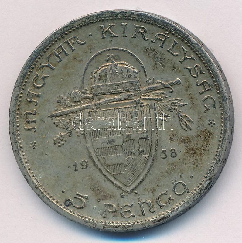 1938. 5P Ag 'Szent István' T:2 patina, ph. Adamo P8.1 - Image 2