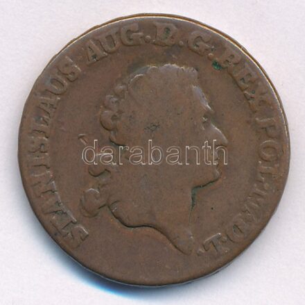 Lengyel-Litván Nemzetközösség 1787EB 3Gr Cu 'II. Szaniszló Ágost' T:2-,3 patina, ü. Polish-Lithuanian Commonwealth 1787EB 3 Grosze Koronne Cu 'Stanislaw II Augustus' C:VF,F patina, ding Krause KM#182