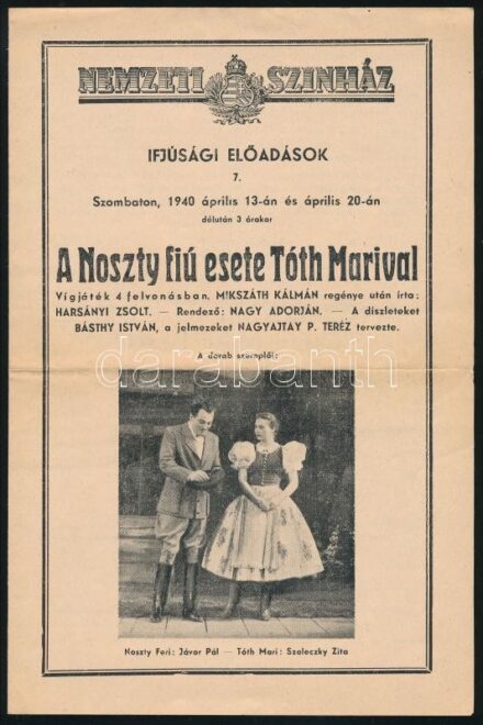 1940 Nemzeti Színház ifjúsági előadások ismertető prospektus, 4p