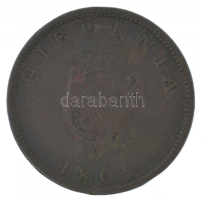 Írország 1805. 1/2p Cu 'III. György' T:2,2- patina, ph Ireland 1805. 1/2 Penny Cu 'George III' C:XF,VF patina, edge error Krause KM#147