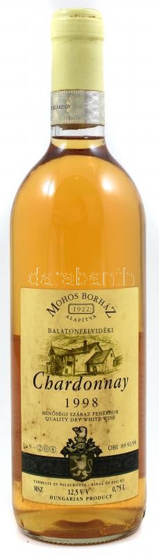 1998 Mohos Borház Balatonfelvidéki Chardonnay, bontatlan palack száraz fehérbor, 0,75 l