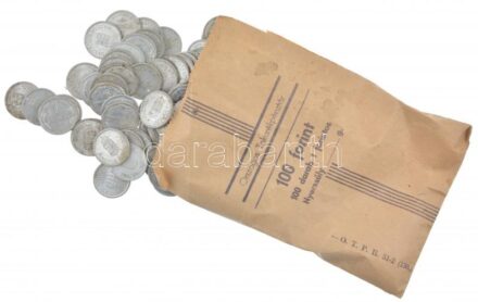 1941-1944. 1P Al (100db) 'Országos Takarékbank - 100 Forint, 100 darab 1 Forintos' papírzacskóban, a zacskó bélyegzés nélkül T:vegyes oxidáció