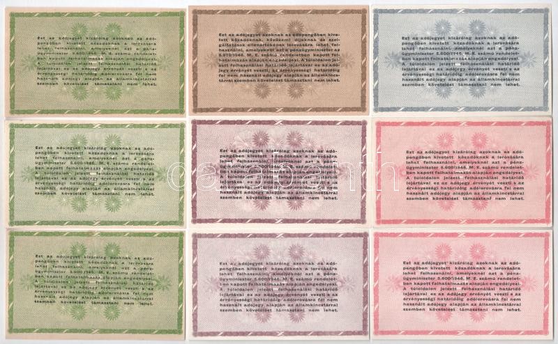 1946. 10.000AP-1.000.000AP (9db, 5xklf), közte 50.000AP apróbetűs, ékezethiányos hátlapi szöveggel T:I-II - Image 2