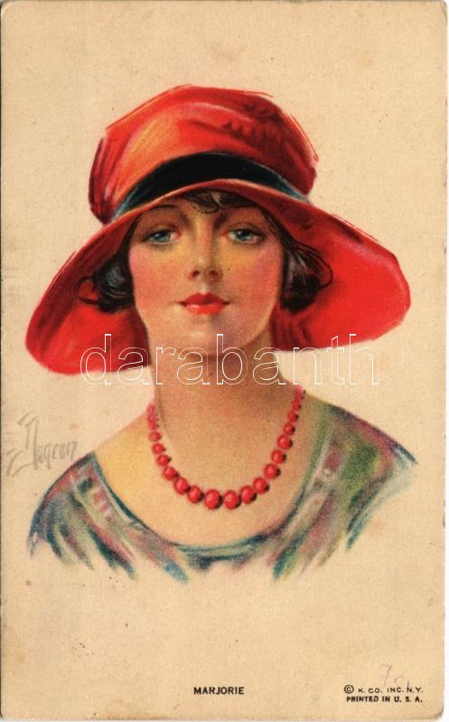 1927 'Marjorie' Lady art postcard (EK)