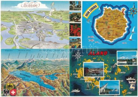 30 db MODERN térképes motívum képeslap / 30 modern map motive postcards