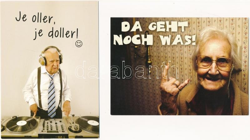 19 db MODERN használatlan humoros képeslap idős emberekkel / 19 modern unused humorous postcards with old people - Image 2