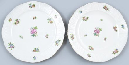 Herendi ETON mintás lapos tányér, 2 db, jelzett, kopott, mázrepedéssel, d: 25 cm