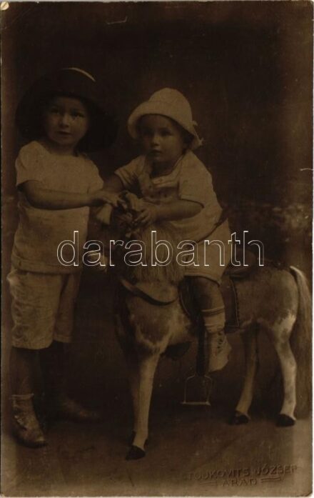 Kisgyerekek játéklóval. Stojkovits József Arad / Children with toy horse. photo (EK)