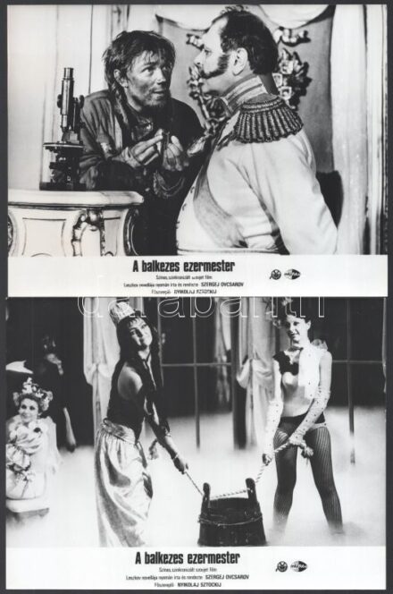 cca 1988 ,,A balkezes ezermester' című szovjet film jelenetei és szereplői, 6 db vintage produkciós filmfotó, ezüst zselatinos fotópapíron, a használatból eredő (esetleges) kisebb hibákkal, 18x24 cm
