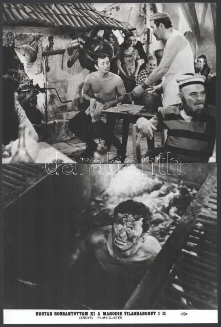cca 1970 ,,Hogyan robbantottam ki a második világháborút - a lengyel Svejk viszontagságai' című lengyel film jelenetei és szereplői, 21 db vintage produkciós filmfotó, ezüst zselatinos fotópapíron, a használatból eredő (esetleges)
