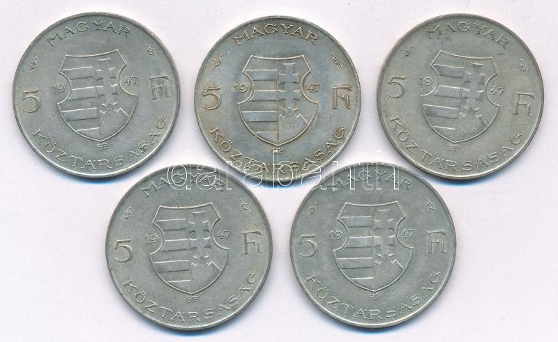 1947. 5Ft Ag 'Kossuth' (5x) T:2,2- patina Adamo F8.1 - Image 2