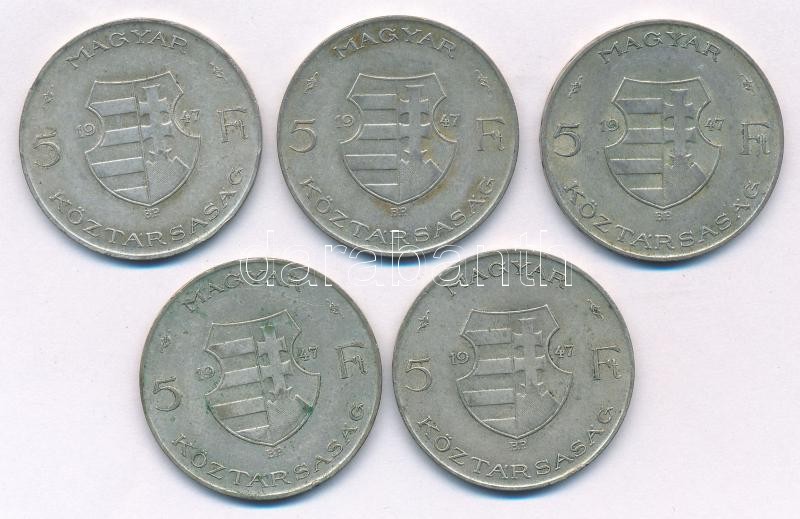 1947. 5Ft Ag 'Kossuth' (5x) T:2,2- patina Adamo F8.1 - Image 2