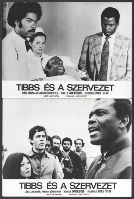 cca 1971 ,,Tibbs és a szervezet' című amerikai film jelenetei és szereplői, 11 db vintage produkciós filmfotó, ezüst zselatinos fotópapíron, a használatból eredő (esetleges) kisebb hibákkal, 18x24 cm