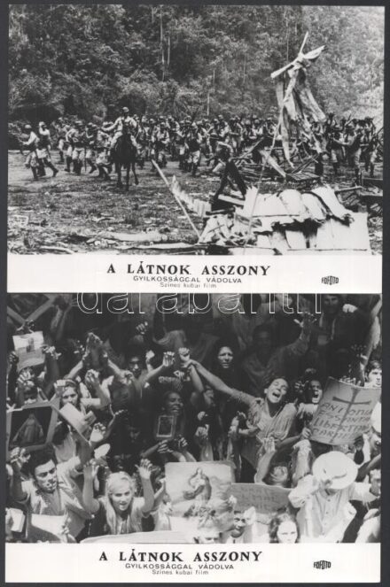 cca 1972 ,,A látnok asszony - gyilkossággal vádolva' című kubai film jelenetei és szereplői, 13 db vintage produkciós filmfotó, ezüst zselatinos fotópapíron, a használatból eredő (esetleges) kisebb hibákkal, 18x24 cm